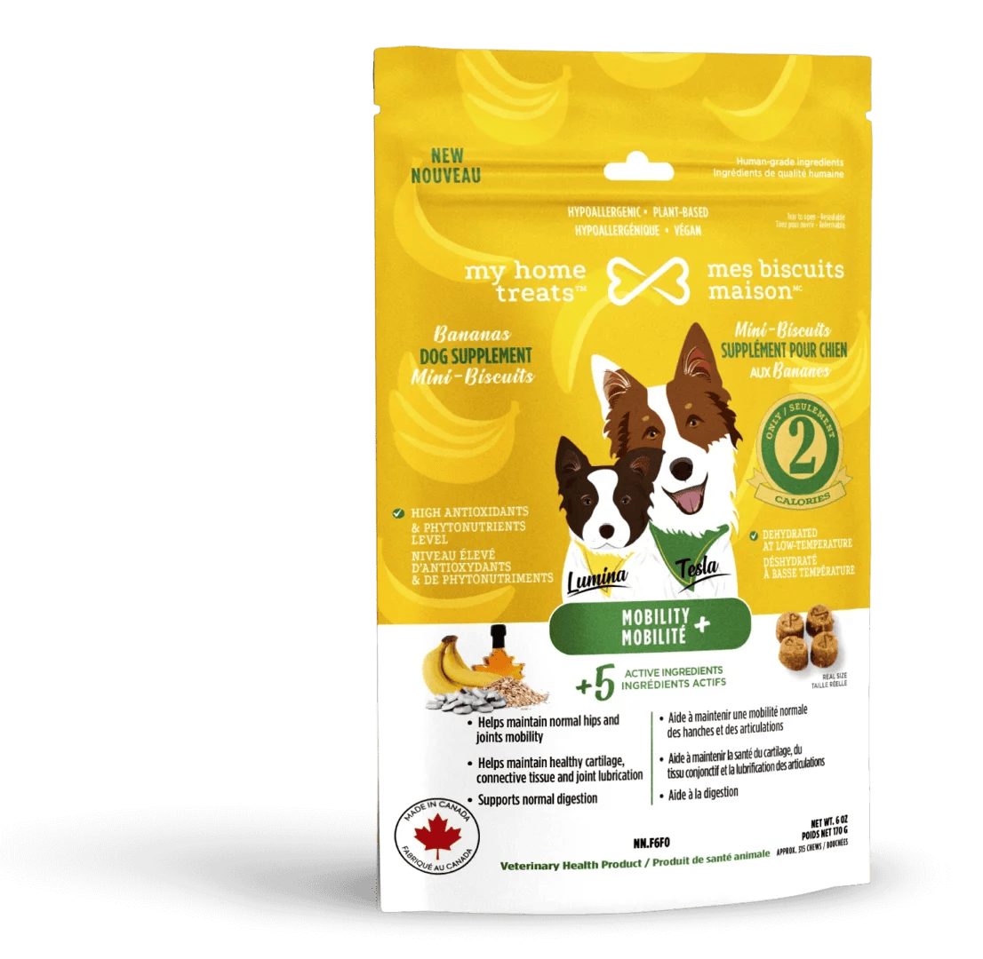 Mes biscuits maison –  Supplément hypoallergénique pour chien aux bananes - Mobilité+ 170g