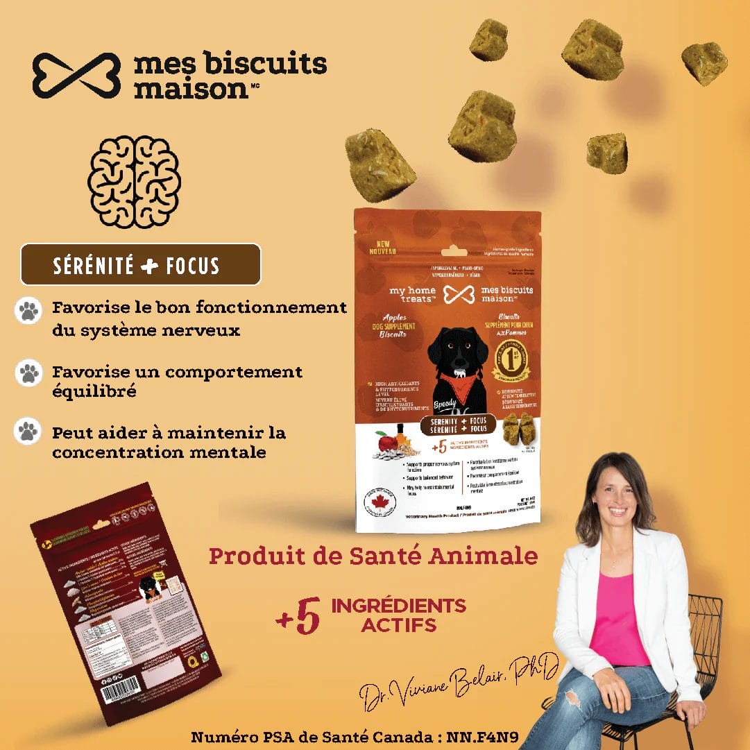 Mes biscuits maison – Supplément hypoallergénique pour chien aux pommes - Sérénité + Focus 170g