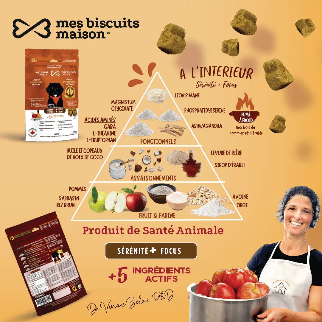 Mes biscuits maison – Supplément hypoallergénique pour chien aux pommes - Sérénité + Focus 170g