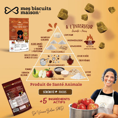 Mes biscuits maison – Supplément hypoallergénique pour chien aux pommes - Sérénité + Focus 170g
