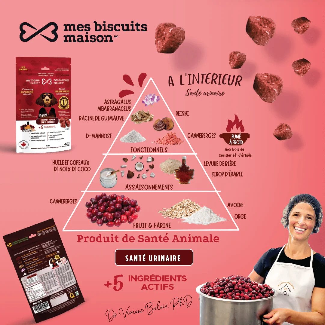 Mes biscuits maison –  Supplément hypoallergénique pour chien aux canneberges - Santé urinaire 170g