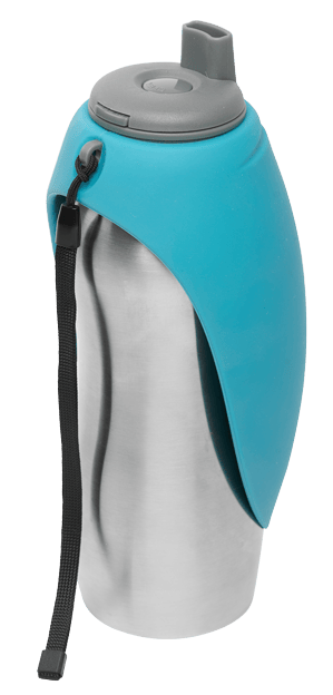 Messy Mutts – Bouteille d'eau en acier inoxydable – avec bol rabattable en silicone