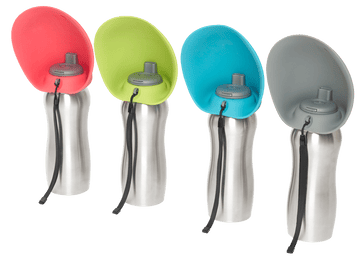Messy Mutts – Bouteille d'eau en acier inoxydable – avec bol rabattable en silicone