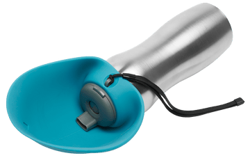 Messy Mutts – Bouteille d'eau en acier inoxydable – avec bol rabattable en silicone