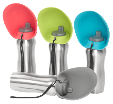 Messy Mutts – Bouteille d'eau en acier inoxydable – avec bol rabattable en silicone