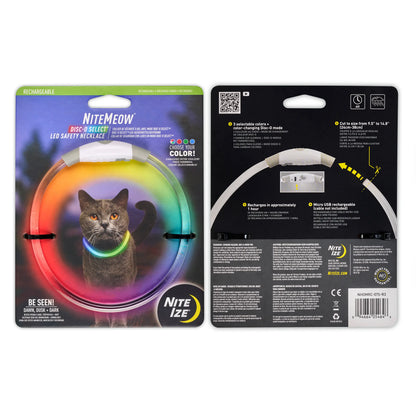 Nite Ize – NiteMeow - Collier Lumineux LED Rechargeable – Choix de 3 couleurs