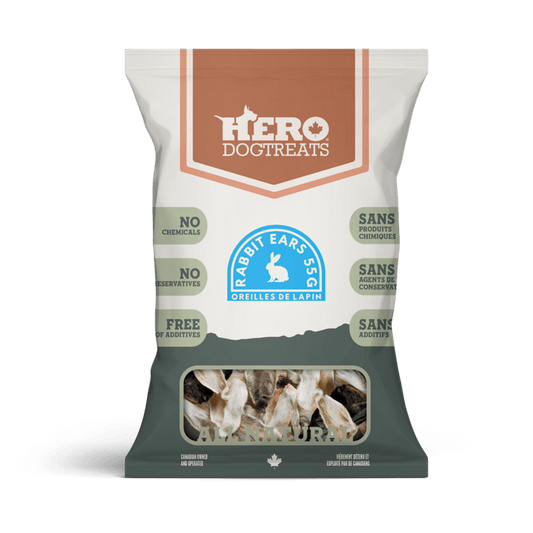 Hero Dog Treats – Oreilles de lapin déshydratées- 55g