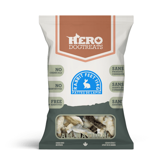 Hero Dog Treats – Pattes de lapin déshydratées- 114g