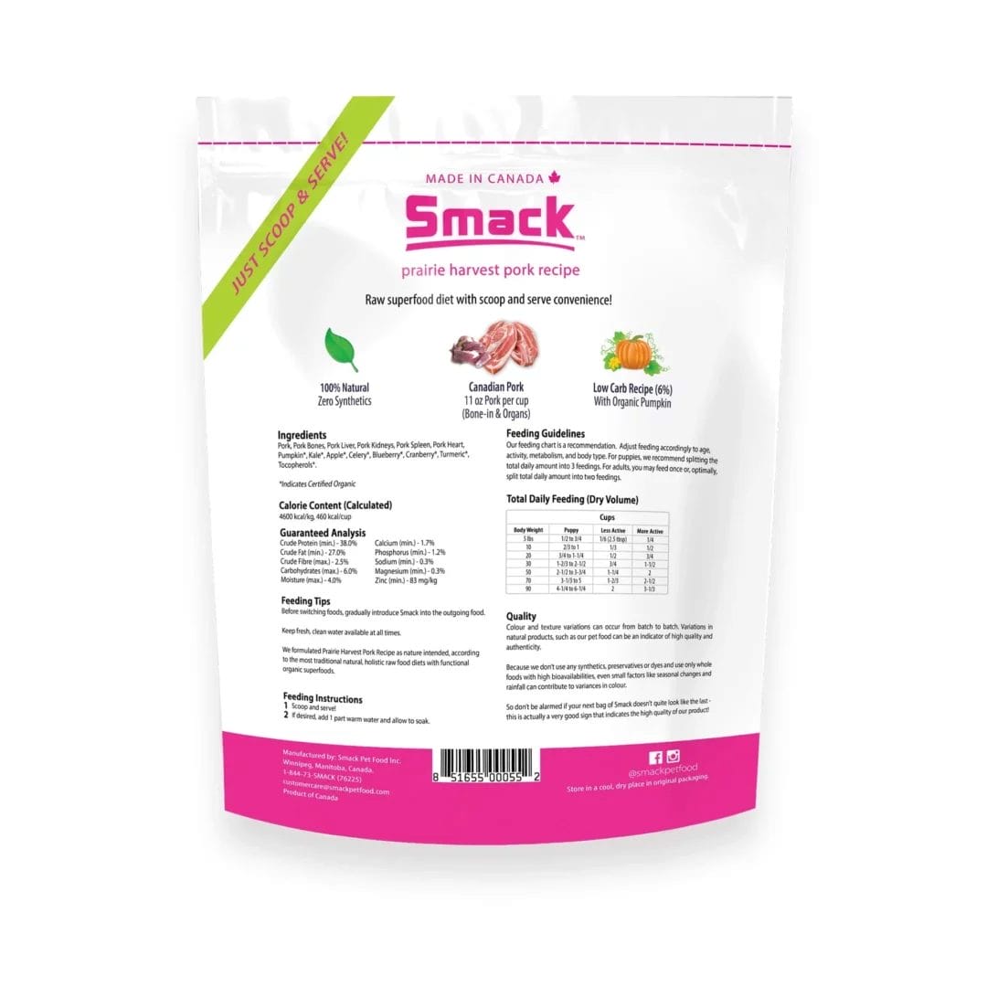 Smack – Nourriture crue déshydratée pour chien – Porc des prairies