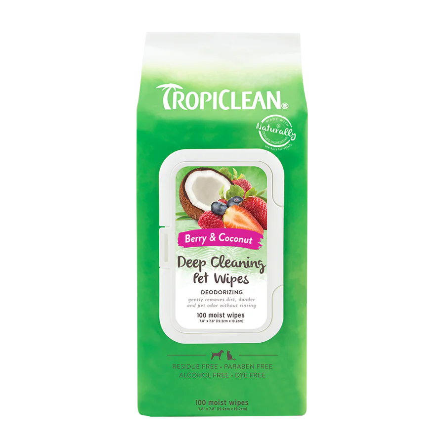 Tropiclean – Lingettes nettoyantes baies et noix de coco