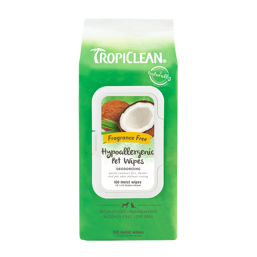 Tropiclean – Lingettes hypoallergéniques pour animaux