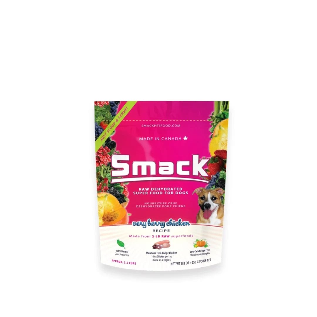 Smack – Nourriture crue déshydratée pour chien – Poulet et petits fruits