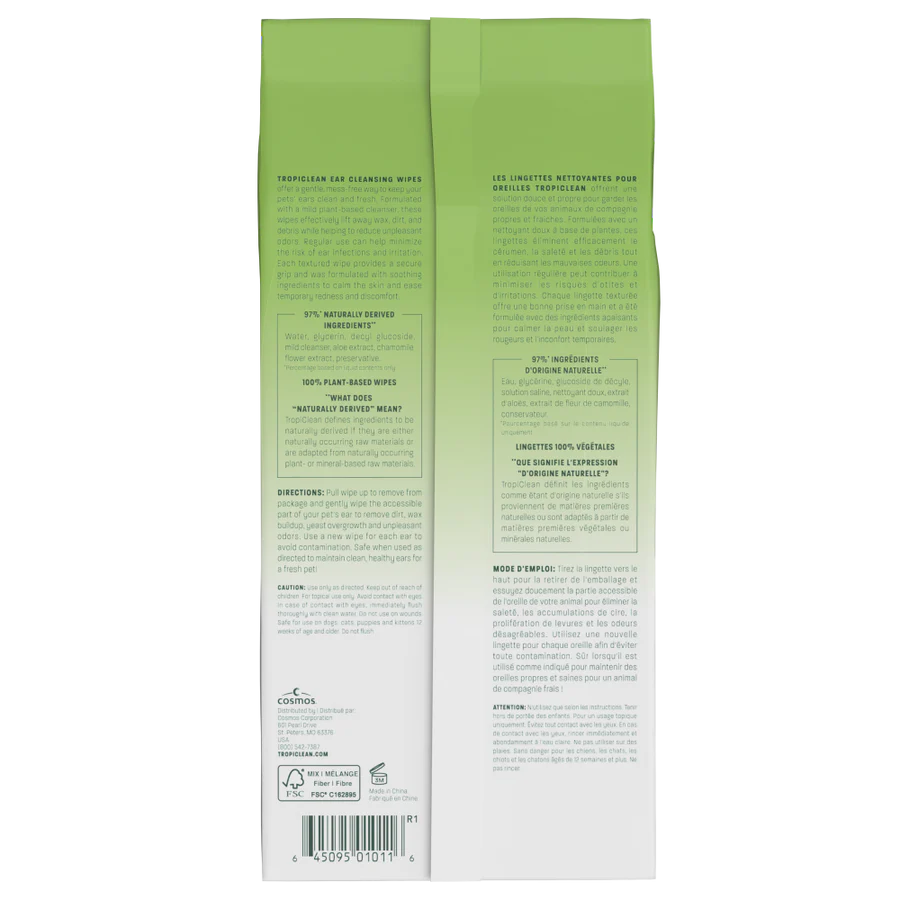 Tropiclean – Lingettes nettoyantes pour oreilles
