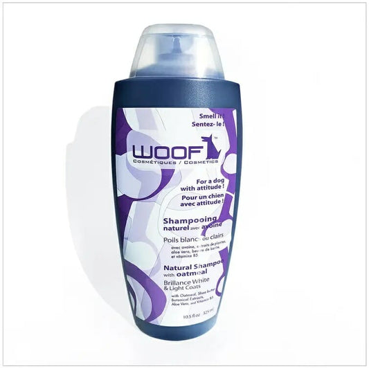 Woof – Shampoing Poils Blancs – rend le poil plus blanc et plus brillant