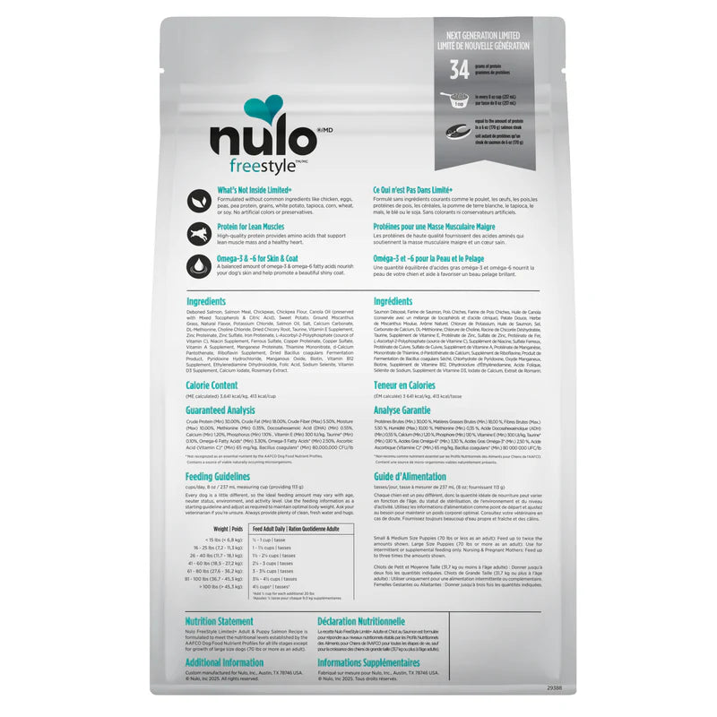 Nulo – Freestyle - Chiot et adulte limited+ sans grains - Saumon